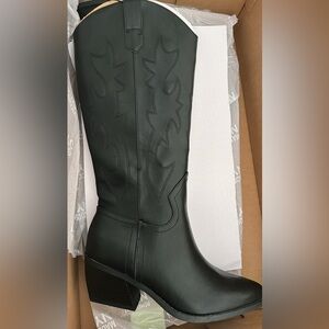 Madden NYC Women's Embroidered Tall Western Boots, Black Brand New